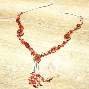 Bold Chunky Unique Red Beaded Necklace